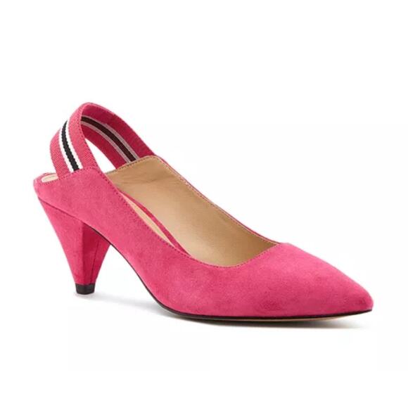 Botkier Cobble Hill Pink Suede Cone Heel Slingback Pumps Size 7 Retro Chic - Picture 1 of 6